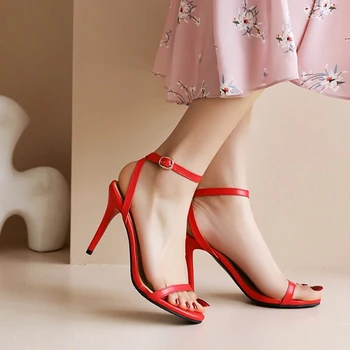 QPLYXCO/ Дизайнерские Босоножки 2021 года; Модные Пикантные Вечерние Женские туфли на высоком каблуке-шпильке с Открытым носком; Большие Размеры 30-50 260