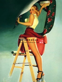 Винтажная Сексуальная наклейка с изображением девушки в стиле Пин-ап, Юбка, ноги, Высокие каблуки, Лестница, художественный принт, Пинап