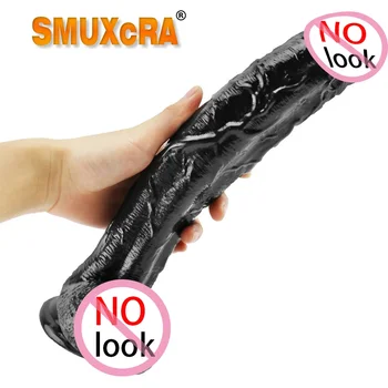 Ультрадлинный черный имитированный настоящий пенис женский мягкий силиконовый фаллоимитатор реальности секс-инструменты для взрослых женское вагинальное введение секс-принадлежностей