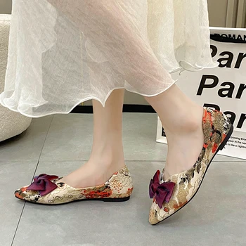 Женская обувь, бренд 2024, Цветовая гамма, женские туфли на плоской подошве, модные офисные и карьерные пикантные туфли на плоской подошве с острым носком