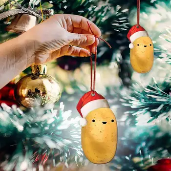 Подвеска в виде Рождественской елки прочный орнамент в форме картофеля из 2D акрила для автомобиля, не царапающийся, износостойкий декор рождественской елки